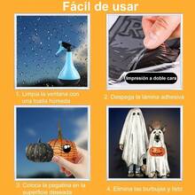 Decoracin de Ventana de Halloween, Pegatinas para Decoracin de Ventana, Calcomanas Etiqueta Engomada Esttica de Cristal para de Halloween, Fantasma Gato Calabaza Spider Murcilago - Negro Morado naranja y Blanco - Ver 7