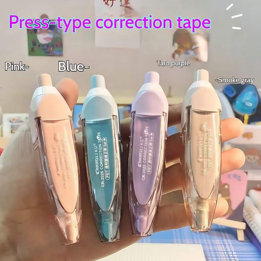 1-Pack Push-On Correction Tape: Achieve Flawless, Invisible Corrections In Seconds! Experience The Ultimate Portable Editing Tool With Buttery-Smooth Application. No Shake, No Mess – Just Precision. Essential For Students In Exams, Offices For Professional Reports, Accounting For Accurate Ledgers & Creative Journals. Your Guarantee For Neat, Mistake-Free Writing Anywhere, Anytime! - Multicolor - View 1