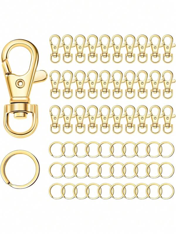 30/60Pcs Golden And Silvery Swivel Snap Hooks And Key Rings, Crayfish Claw Keychains And Keychain Rings For Keychain Clips, Keys, Jewelry Making, Arts And Crafts
