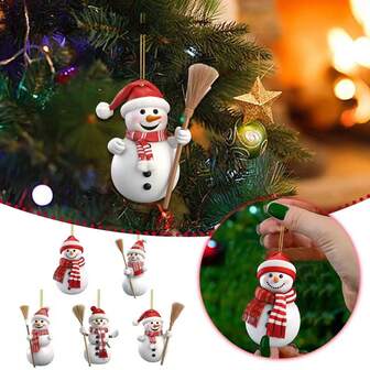 Unique Christmas Snowman Acrylic Hanging Pendant Ornaments, Christmas Tree Holiday Decorations
