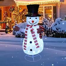 Dazzle Bright Christmas Snowman Decorations 3 5 FT Pre Lit 70 LED Pop Up Snowman Collapsible Lighted Snowman With Metal Stand For Indoor Outdoor Garden Yard Home Party Xmas Decor - trắng - Xem 3