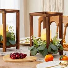 1 pieza/3 piezas Juego de portavelas de madera natural de estilo moderno y rústico - Elegante decoración de mesa cuadrada de estilo rústico con niveles desmontables, construcción de madera de pino resistente, adecuado para bodas, hogar, jardín - Portavelas de grano de madera marrón oscuro, regalo ideal y centro de mesa, diseño modular para uso versátil, base estable y diseño de parte superior abierta para velas y florales, perfecto para exhibición de mesa, decoración de portavelas de madera, portavelas para centros de mesa, velas de té