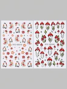 Halloween Nail Stickers Cute Ghost Pumpkin Self Adhesive Nail Decals Spooky Mushroom Ghost Flower Nail Art Design Black Cats Spider Bats French Manicure Supplies For Women DIY Nail Charms Decorations