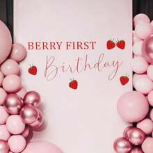 DStrawberry Arch Decal Strawberry First Birthday Party Background Berry One Birthday Sticker Decoration Strawberry Decal Berry Decal 1st Birthday Party Backdrop Decoration Girl Party Supplies10 - như được hiển thị trong bức tranh - Xem 1