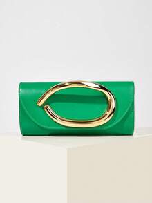 复古纯色手拿包，百搭手提包，时尚 PU 包，适合女士，也适合婚礼、派对、舞会、晚宴 - 綠色 - 查看 2