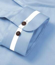 Mandarin Collar Dress Shirt For Men Clergy Shirt Collarless Button Down Business Casual Shirtshalloween - Xanh trắng - Xem 6
