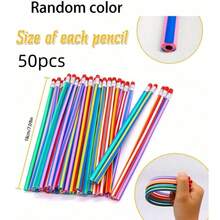20 pièces Crayons flexibles et pliables amusants, crayons rayés souples et colorés avec gommes, cadeaux et décorations de fête (pour usage adulte uniquement)