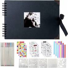 Álbum de Fotos,Álbumes de Recortes de Bricolaje 80 Páginas,Nuestro Libro de Aventuras,Scrapbook Memoria de Viaje,con Pegatinas y Bolígrafos,Regalo para Cumpleaños,Navidad,Pareja,Boda Aniversario 1GXG - Marrón - Ver 11