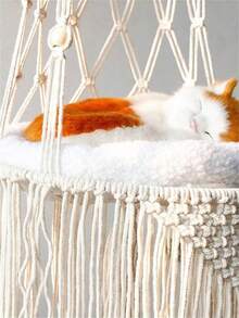 1 件波西米亚手工编织猫吊床秋千 - Macrame 宠物床，悬挂式猫篮椅，透气室内猫家具，送给猫爱好者的母亲节礼物（不含垫子）- 万圣节和圣诞节的完美礼物