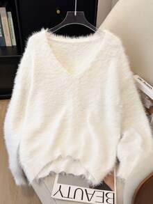 Elegant Casual Solid Color Polyester Ribbed Soft Knit Asymmetric/Asymmetrical Sweater For Women, Suitable For Home, Daily, Office, Street, Travel, Spring, Autumn, Winter