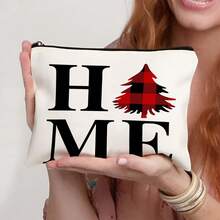 1 件圣诞礼物、印有圣诞元素的化妆包、旅行用礼品袋拉链袋、轻便储物袋、零钱包、拉链手拿包、化妆包化妆收纳包美容包化妆包、化妆包、度假收纳包旅行必需品假日化妆收纳包女士旅行包