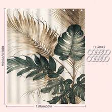 1/4 Stücke Gold & Grün Tropisches Blatt Thema Badezimmer Set, beinhaltet Duschvorhang, Badematte, U-förmige Toilettenmatte, Toilettendeckel-Abdeckung, wasserdichter Duschvorhang, modischer Vorhang für Badezimmerdekoration, moderner Stil Badezimmer Raumteiler Vorhang, ohne Bohren erforderlich, aus Polyester, maschinenwaschbar