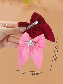 4/8pcs/Set Faux Pearl Embellished Bow Hair Clips, Multiple Colors Available, Velvet Material With Shiny Faux Pearls, Elegant And Sophisticated - Suitable For Girls And Women, Can Securely Clip Bangs Or Ponytails, Versatile For Daily, Weekend, Hangout, Photo Shoot, Random Color, Winter Outfit For Women, Bows, Cute, Claw Clips, Hair Claws, Hair Slide, Hair Barrettes