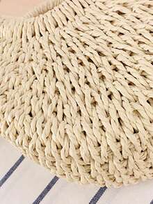 1 Stück Halbmond-Handtasche, einfacher Stil, Halbkreis Strohbeutel, handgewebter Strandtasche, modischer Strandurlaubs-Strohtasche, Urlaubstasche für Frauen, Urlaubstasche für den Sommer, perfekt für Strandurlaub, Reisen, Einkaufen und Urlaubsutensilien