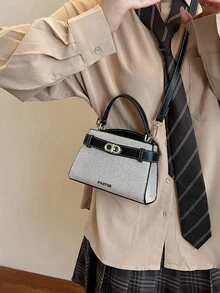 New Autumn And Winter Simple Contrast Color Design Women's Handbag, Simple And Fashionable Versatile Classic Style Shoulder Bag, Modern Style Adjustable Shoulder Strap Design Crossbody Bag