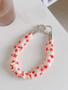 1pc Crinkle Five-Pointed Star Pattern Short Phone Wrist Strap, Nylon Bracelet