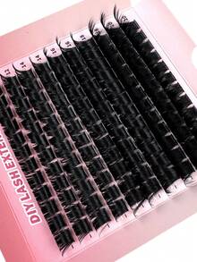 200pcs/180pcs/160pcs/140pcs/120pcs Faux Mink Eyelashes 200D/160D/120D/100D/80D/60D 8D Luxury Fluffy DIY Cluster Lashes - 12-20mm Mixed Length Eyelash Extension 0.07mm Russian D Curl Thick & Reusable Dramatic Lashes, Beginner Friendly For Daily, Party, Stage, Night Out - D - 查看 5