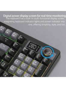 Acer Bàn phím ba chế độ OKW 222 có màn hình hiển thị pin thông minh, bố cục nhỏ gọn 90 phím, phím âm thanh nhẹ nhàng, kết nối Bluetooth 2.4G có dây, đa chức năng cho văn phòng và chơi game, màu nâu - Màu nâu - Xem 2