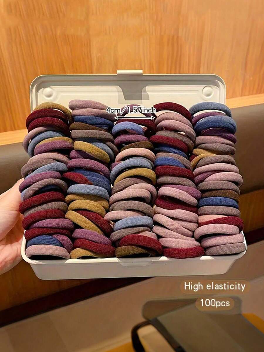 50/100 piezas Vintage Bohemio Lazos para el cabello - Altamente elásticos sin costuras, accesorios para el cabello elásticos duraderos para mujeres, manteniendo el cabello de las niñas en su lugar con forma de corazón de colores mixtos, set de accesorios para el cabello, sujetadores de cola de caballo, bandas elásticas para el cabello, scrunchies, cuerda para el cabello