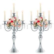 1个五臂水晶吊坠烛台/20英寸现代金属烛台/婚礼派对装饰豪华中心摆件/优雅的餐桌及活动装饰，不含蜡烛和鲜花 - 兩種顏色 - 查看 13