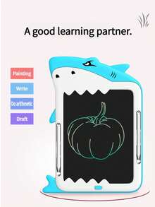 1pc New Cartoon Drawing Board 12 Inch Shark LCD Handwriting Board Erasable Graffiti LCD Writing Drawing Board, Essential Gift For Teacher's Day/Travel Commemoration (With Color Box)