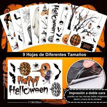 Decoracin de Ventana de Halloween, Pegatinas para Decoracin de Ventana, Calcomanas Etiqueta Engomada Esttica de Cristal para de Halloween, Fantasma Gato Calabaza Spider Murcilago - Negro Morado naranja y Blanco - Ver 5