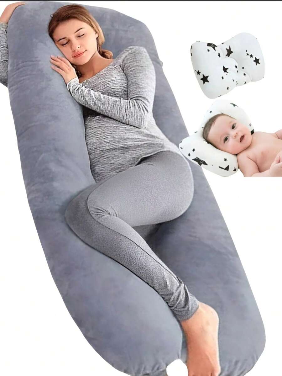 Comoda Super. Autoaju1 pz de Almohada de Embarazo Y Lactancia tamaño JUMBO Extra stable .Te sirve de Colecho para tu bebe.Calidad PREMIUM - Gris - Ver 1