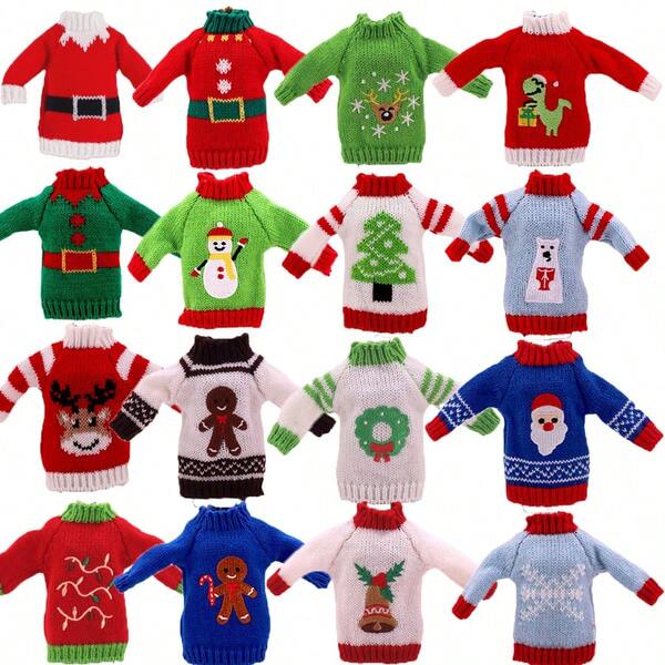 1 pieza Muñeca elfo navideño para repisa / Muñeca de 25-30cm, Suéter tejido con estampado temático navideño, Atuendo navideño, Regalo festivo