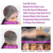 NARNI 36 Inch 360 HD Full Lace Deep Wave Human Hair Wig 250 Density Pre Plucked Pre Cut 5x5 Wear And Go Glueless Wigs Human Hair Ready To Wear Brazilian 13X6 HD Deep Curly Lace Frontal Wigs For Women Black Color - Natural Black - 查看 11