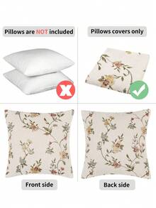1pc Floral Jacquard Fabric Reversible Throw Pillow Cover, Modern Polyester Square Cushion Cover Suitable For Living Room - Multicolor - View 9