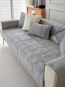 1pc Autumn/Winter Plush Thickened Warm Sofa Cushion Cover, Modern Minimalist Non-Slip Sofa Seat Pad, Dust-Proof And Washable Sofa Slipcover, Light Gray Fresh And Soft, Color-Fast And Shed-Resistant, Pet-Friendly Protective Cover, Adjustable For Corner Sofa, Suitable For Bedroom, Office, Living Room Combination Furniture, L-Shaped Sofa And 1/2/3/4-Seat Sofa