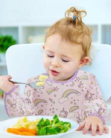 Lictin 3 Piezas Baberos Bebé Niña, Baberos Manga Larga, Baberos Impermeables para Niños Niñas Pequeños - Multicolor 1 - Ver 12