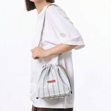 TIANDINGYU Women's Crossbody Bag, Fabric Drawstring Bucket Bag, Casual Street Style Shoulder Bag, Shopping Tote Bag, Large Capacity Japanese Style Bucket Bag, Minimalist Fashion Canvas Bag, Work Commuter Bag