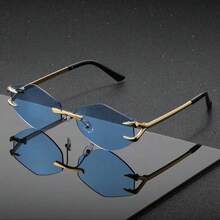 1pc Polygon Frameless Glasses, Elegant High-End Design, Essential For People - Multicolor - View 12