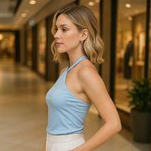 Blusa Feminina Regata Alça Frente Unica Lisa Malha Suplex Premium