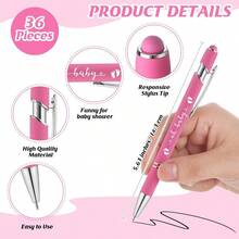 D36 Set Baby Shower Favors Baby Shower Ballpoint Pen With Baby Shower Cards And Organza Bag Stylus Ballpoint Pens For Guests Gift Baby Shower Gender Reveal Party Pink10 - 粉色 - 查看 2
