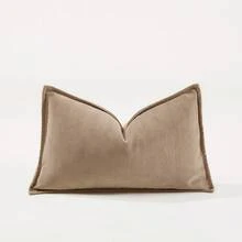1入裝卡其色魚骨紋枕套（不含填充物），現代柔軟的雪紡邊裝飾坐墊套，適用於沙發床房間辦公室酒店裝飾，所有季節適用 - 卡其色 - 查看 7