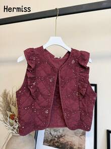 Women Tops - 酒紅色 - 查看 4