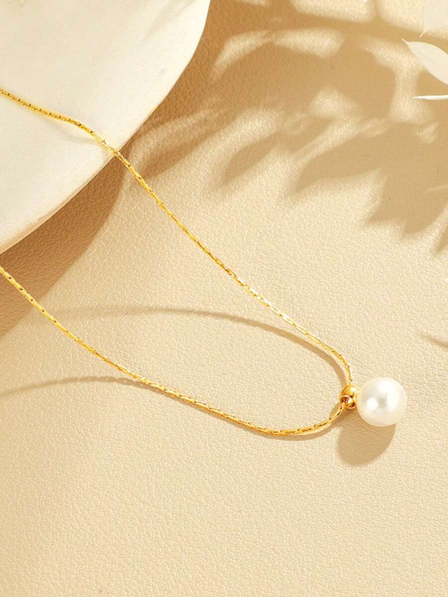Elegant Single Pearl Necklace For Women, High-End Unique Non-Fading Pendant Clavicle Chain, Suitable For Daily Wear And Festivals