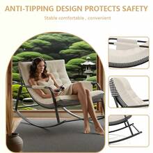 Lcchabls Oversized Double Rocking Chair With Cushion, Heavy Duty 2-Person Rocker Supports 500 Lbs, Indoor/Outdoor Modern Patio Lounge Chair With Armrests For Living Room, Porch, Patio, Garden – White - 白色 - 查看 4