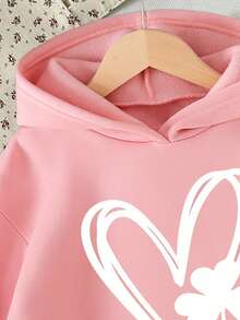 Young Girls' Cartoon Pattern Warm Sweatshirt - Pink - View 3