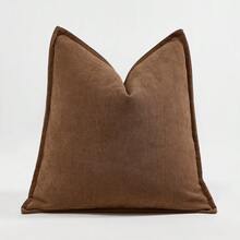1pc Camel Herringbone Piped Cushion Cover, Modern Luxurious Soft Chenille Piped Decorative Pillow Sham, Suitable For Sofa, Bed, Bedroom, Office, Hotel, All Season