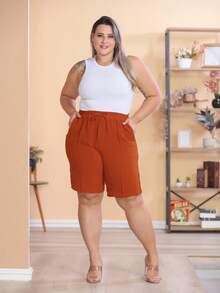 2-Piece Women's Bermuda Shorts Plus Size Duna Fabric Comfortable Fashion Kit - Varias Cores - 查看 8