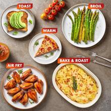 Elite Gourmet ETO-4510M Puerta francesa de 47.5 cuartos de galón, horno de convección de 18 rebans, 4 perillas de control, tostado para hornear asado para mantener el calor, incluye 2 estantes para - Acero inoxidable y negro - Ver 8