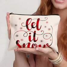 1 件圣诞礼物、印有圣诞元素的化妆包、旅行用礼品袋拉链袋、轻便储物袋、零钱包、拉链手拿包、化妆包化妆收纳包美容包化妆包、化妆包、度假收纳包旅行必需品假日化妆收纳包女士旅行包