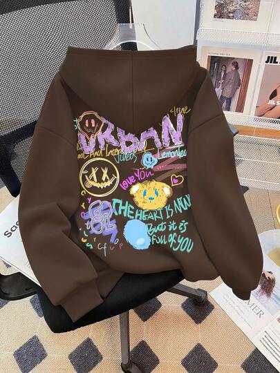 Girls' Halloween Pumpkin Print Hooded Sweatshirt - Back To School Pullover, Casual Autumn/Winter Jacket, Machine Washable, Comfortable Loungewear, Fun Design, Suitable For School, Holiday, Shopping, Sports And Other Occasions, Halloween Theme