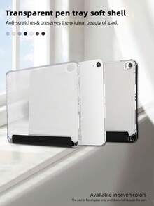 Customizable Text Transparent Pencil Slot 8-Fold Black Tablet Case, Suitable For IPad Mini6/Mini7/Air/Air2/9.7/10.2/10.5/Air4/Air5/10.9/Pro 11-Inch/10th Gen/Air 11-In.(M2)-2024/Pro11-In.(M4)-2024/Air 11-Inch (M3) 2025/IPad (A16) 11 Inch 11th Generation 2025, Multi-Angle Stand, Pencil Slot, TPU Soft Edge Protection, Magnetic Auto Sleep/Wake, Simple/Casual/Personalized/Premium/Creative Design (Tablet Not Included)