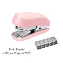 1pc Pink 3-In-1 Mini Stapler, Saddle Stapler And Staple Remover Set (Capacity: 830 Staples), 26/6 Standard, Back To School, School Supplies