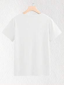 Camiseta Manga Corta Cara de Calabaza en Camisa Blanca Cuello Redondo Casual Blanco Para Mujer - Blanco - Ver 2