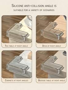 4 przezroczyste, silikonowe, samoprzylepne osłony narożników meblowych, odpowiednie do ochrony krawędzi mebli w kształcie litery L i ostrych narożników, bezpieczeństwo mebli